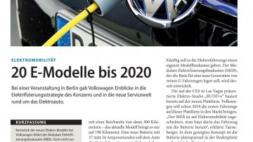 Elektromobilität: 20 E-Modelle bis 2020