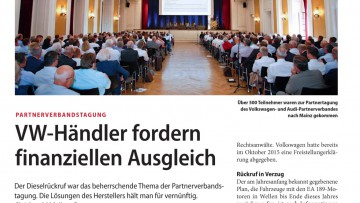 Partnerverbandstagung: VW-Händler fordern finanziellen Ausgleich