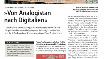 AUTOHAUS Perspektiven 2018: "Von Analogistan nach Digitalien"