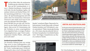 Tirol beschließt sektorales Fahrverbot für Lkw