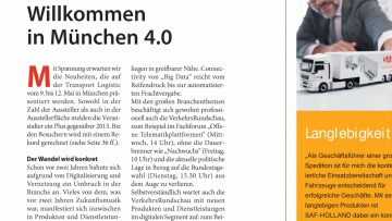 Transport Logistic 2017: Editorial: Willkommen in München 4.0