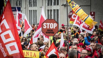 Demonstration gegen Sozialdumping in Brüssel