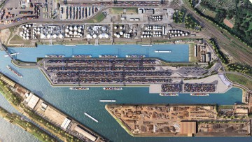 Duisport Duisburg Gateway Terminal Luftaufnahme Hafen