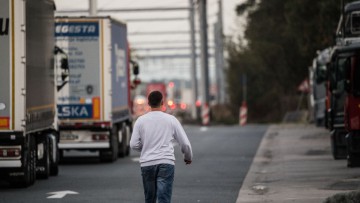 Viele Lkw-Fahrer sind wütend über den russischen Einmarsch