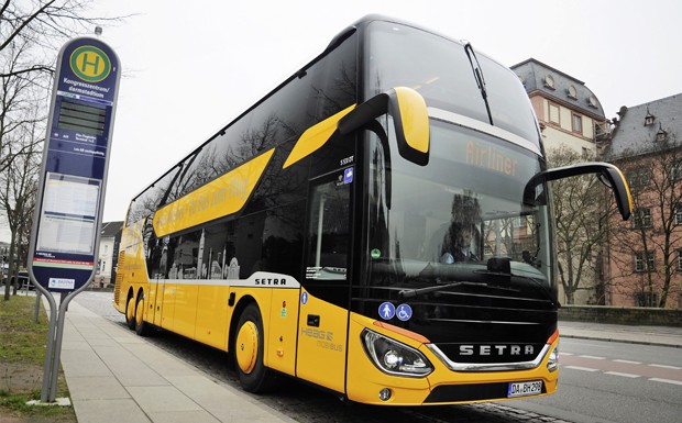 Setra Doppelstockbusse als Linienbus in Darmstadt
