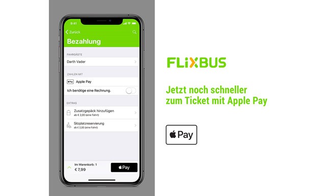 Mit "Apple Pay" bei FlixBus bezahlen