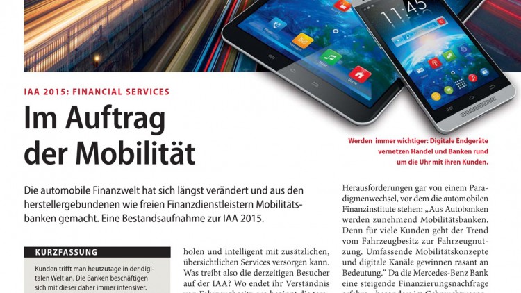 IAA 2015: Financial Services: Im Auftrag der Mobilität