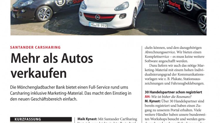 Santander Carsharing: Mehr als Autos verkaufen
