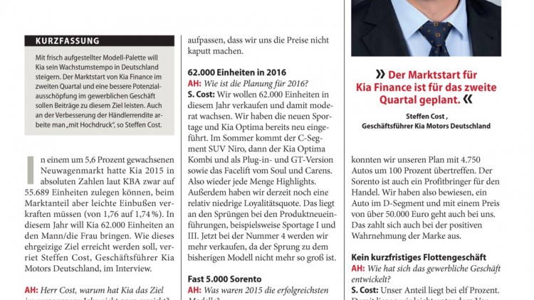 Kia Motors Deutschland: "Wieder jede Menge Highlights"