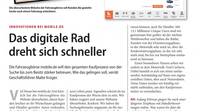 Innovationen bei mobile.de: Das digitale Rad dreht sich schneller