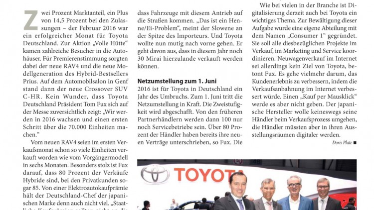 Genfer Salon: Toyota Deutschland: Positiver Trend beim Weltmarktführer