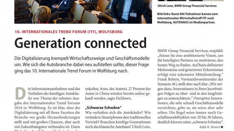 10. Internationales Trend Forum (itf), Wolfsburg: Generation connected