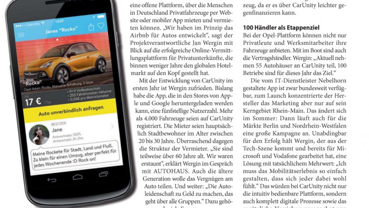 Opel Carunity: "Airbnb für Autos"