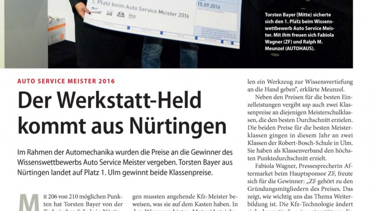 Auto Service Meister 2016: Der Werkstatt-Held kommt aus Nürtingen