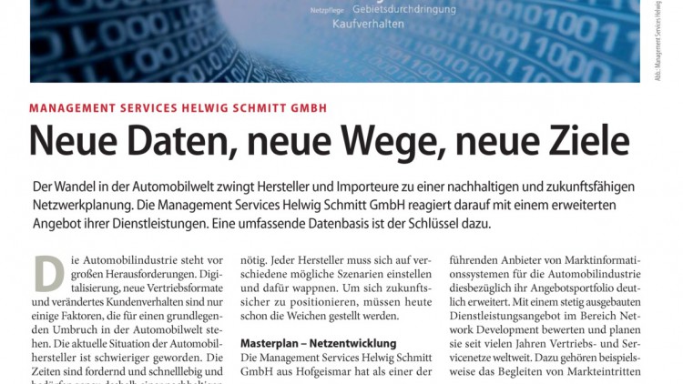 Management Services Helwig Schmitt GmbH: Neue Daten, neue Wege, neue Ziele