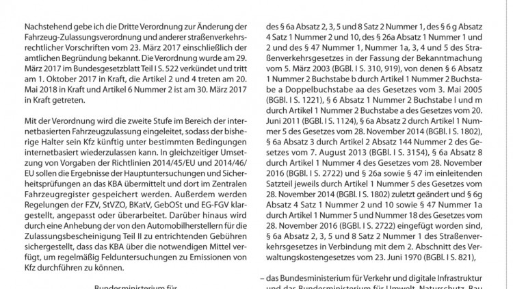 Auszug Vkbl. Amtlicher Teil Seite 398-461, Heft 8/2017: Verkehrsblatt