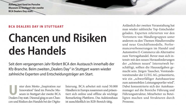 BCA Dealers Day in Stuttgart: Chancen und Risiken des Handels