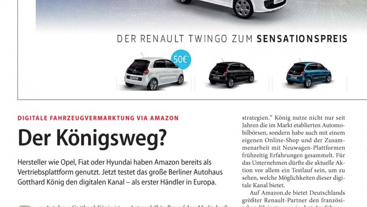 Digitale Fahrzeugvermarktung via Amazon: Der Königsweg?