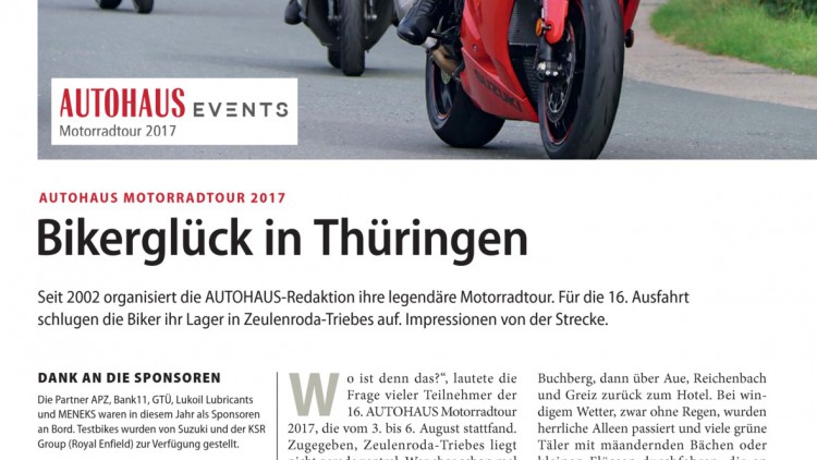 Autohaus Motorradtour 2017: Bikerglück in Thüringen