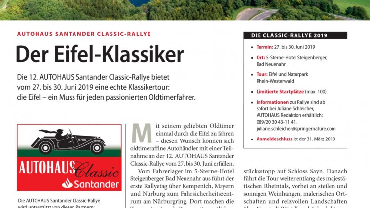 AUTOHAUS Santander Classic-Rallye: Der Eifel-Klassiker