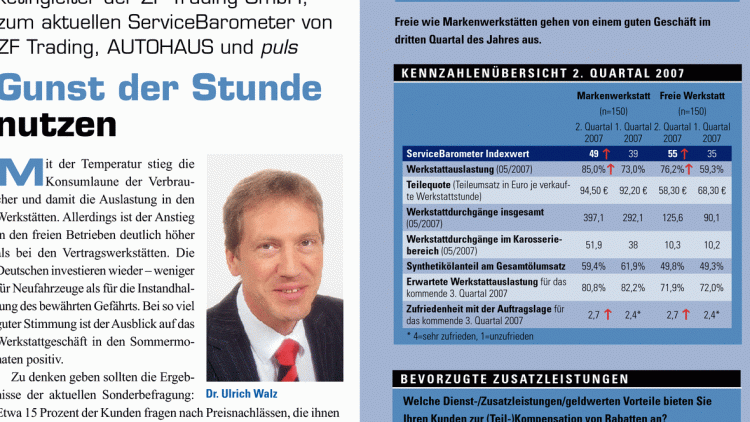 Ausgabe 12/2007: Service / Dr. Ulrich Walz, Mar-ketingleiter der ZF ...