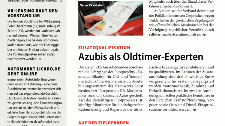 Ausgabe 06/2012: Azubis als Oldtimer-Experten