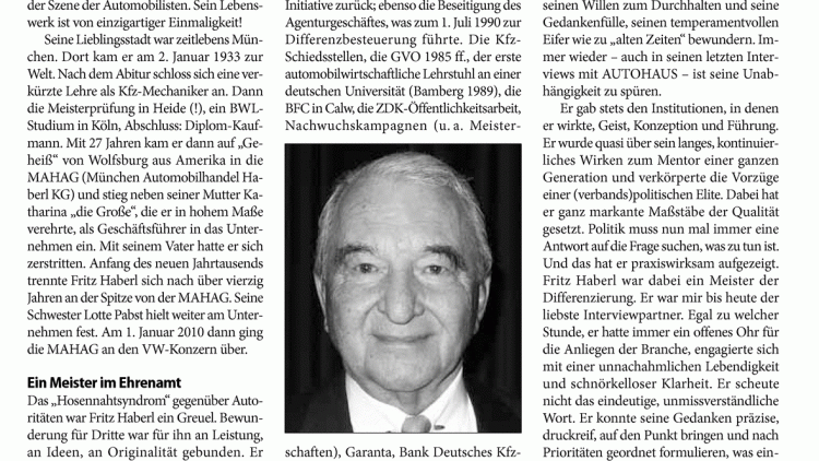 Ausgabe 13/2012: Zum Tode des Handelsaristokraten Fritz Haberl