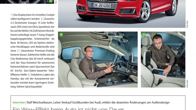 Ralf Weichselbaum, Leiter Verkauf Großkunden bei Audi, erklärt die dezenten Änderungen am Außendesign: Ein Wow-Effekt beim Auto ist nicht von Dauer
