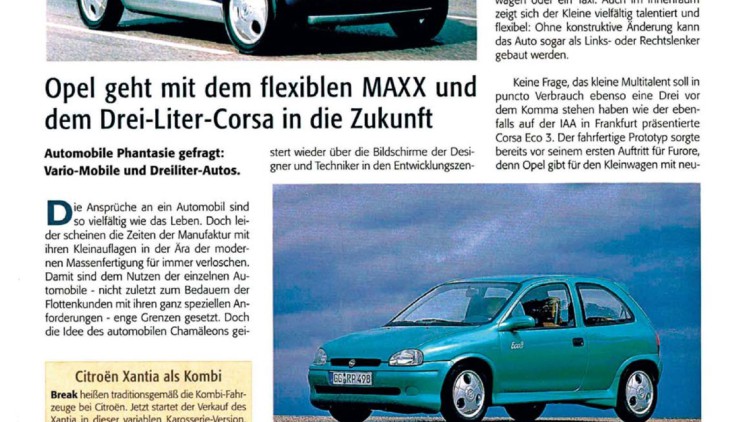Opel geht mit dem flexiblen MAXX und dem Drei-Liter-Corsa in die Zukunft