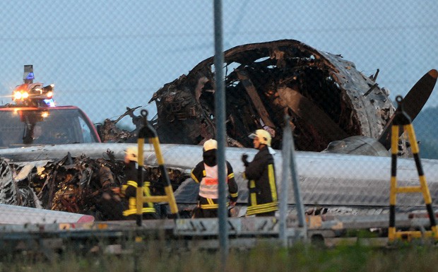 Frachtflugzeug am Flughafen Leipzig/Halle ausgebrannt 