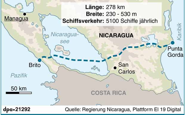 Für Nicaraguakanal müssten Tausende Menschen umgesiedelt werden 