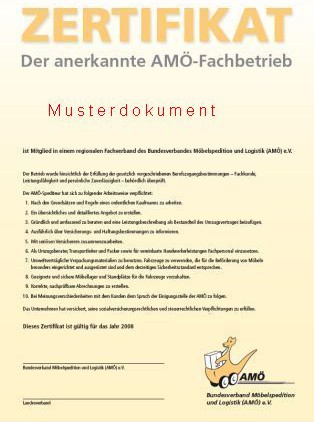 800 Möbelspediteure unterzeichnen AMÖ-Zertifikat