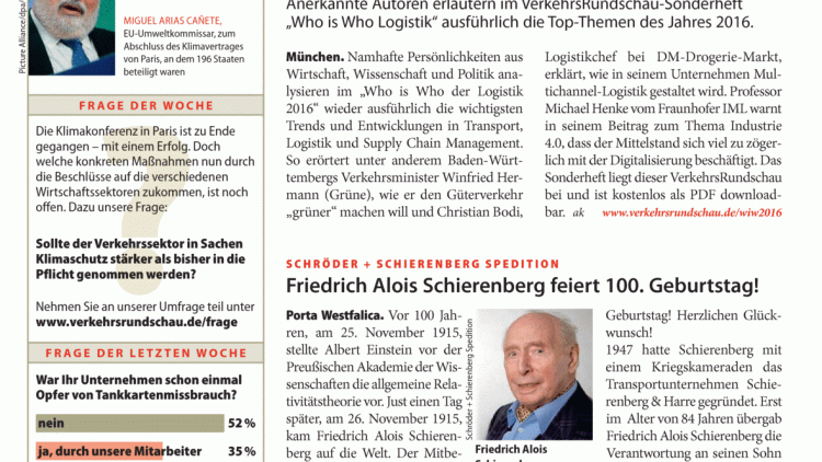 Schröder + Schierenberg Spedition: Friedrich Alois Schierenberg feiert 100. Geburtstag!