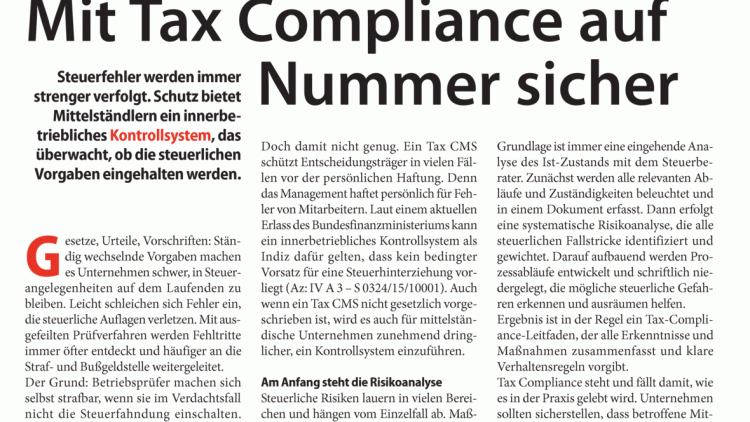 Mit Tax Compliance auf Nummer sicher