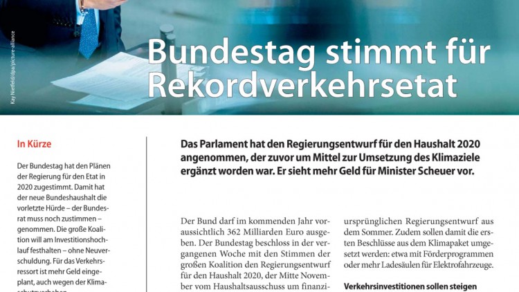 Bundestag stimmt für Rekordverkehrsetat