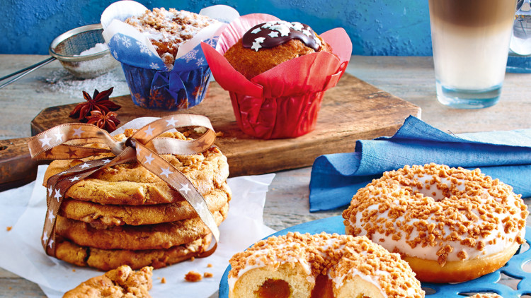 Baker & Baker Winter-Stars, Wintermuffin Lebkuchen Style, Filly Spekulatius Donut, Apple Cinnamon Cookie XL, Spekulatius Muffin