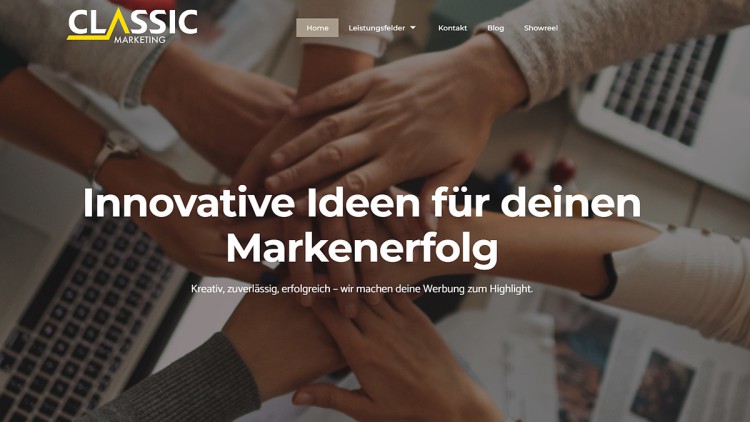 Die Startseite von www.classic-marketing.de