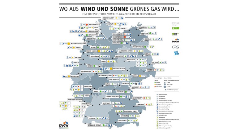 Verband: DVGW veröffentlicht aktualisierte Power-to-Gas-Karte