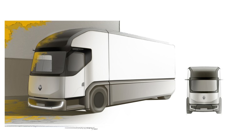 Modellzeichnung des E-Lkw von Renault und Geodis